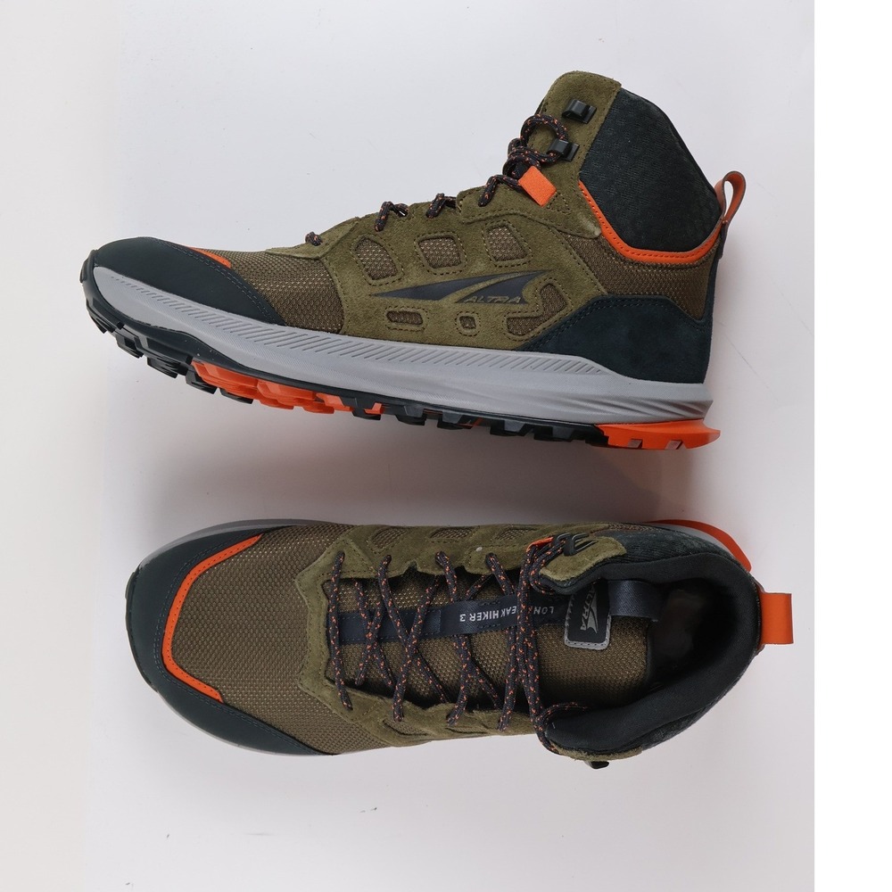 Altra Lone Peak Hiker 3 Dusty Olive Green Orange 10.5 MSRP 150